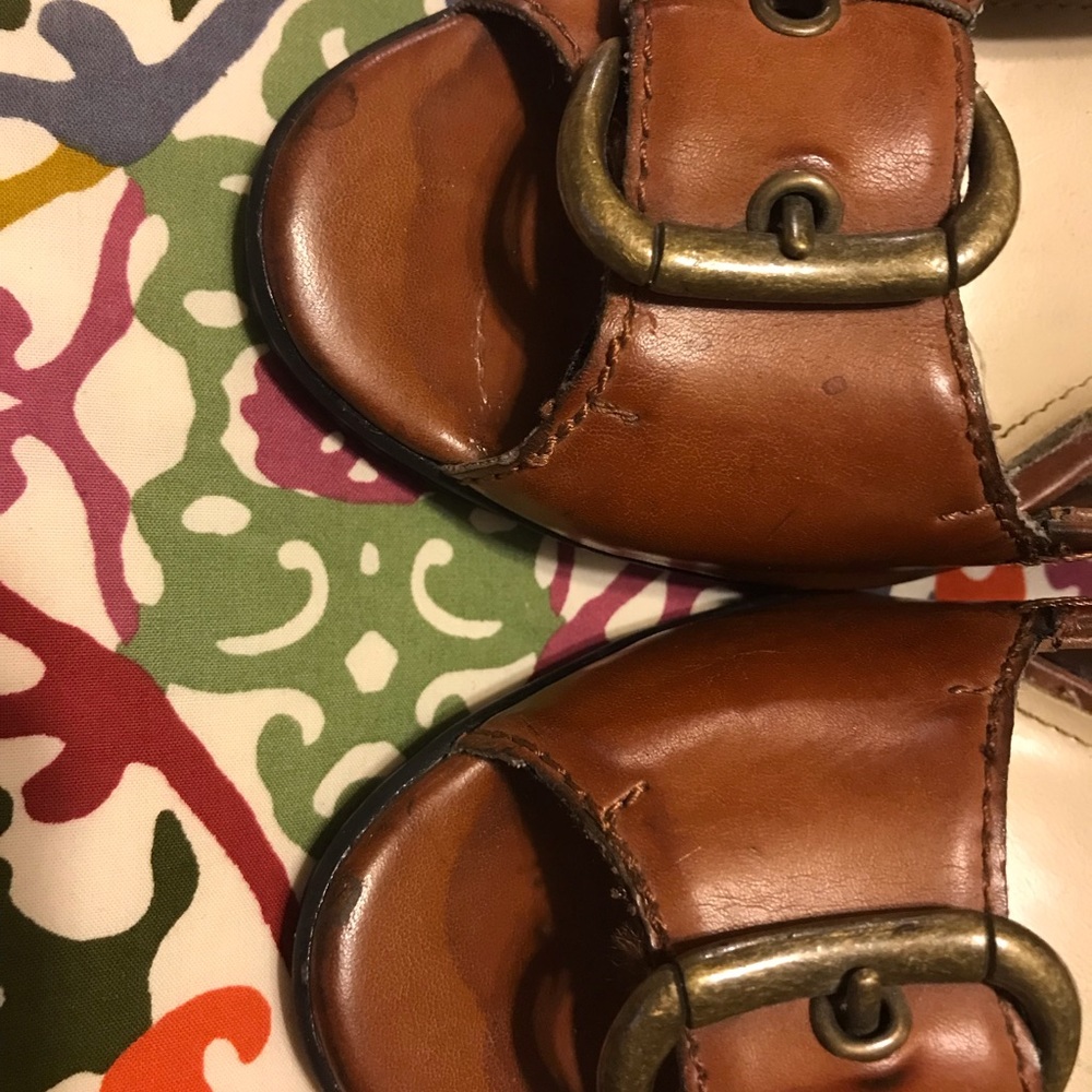Brown Buckle Stacked High Heels - Picture 6 of 9